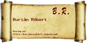 Burián Róbert névjegykártya